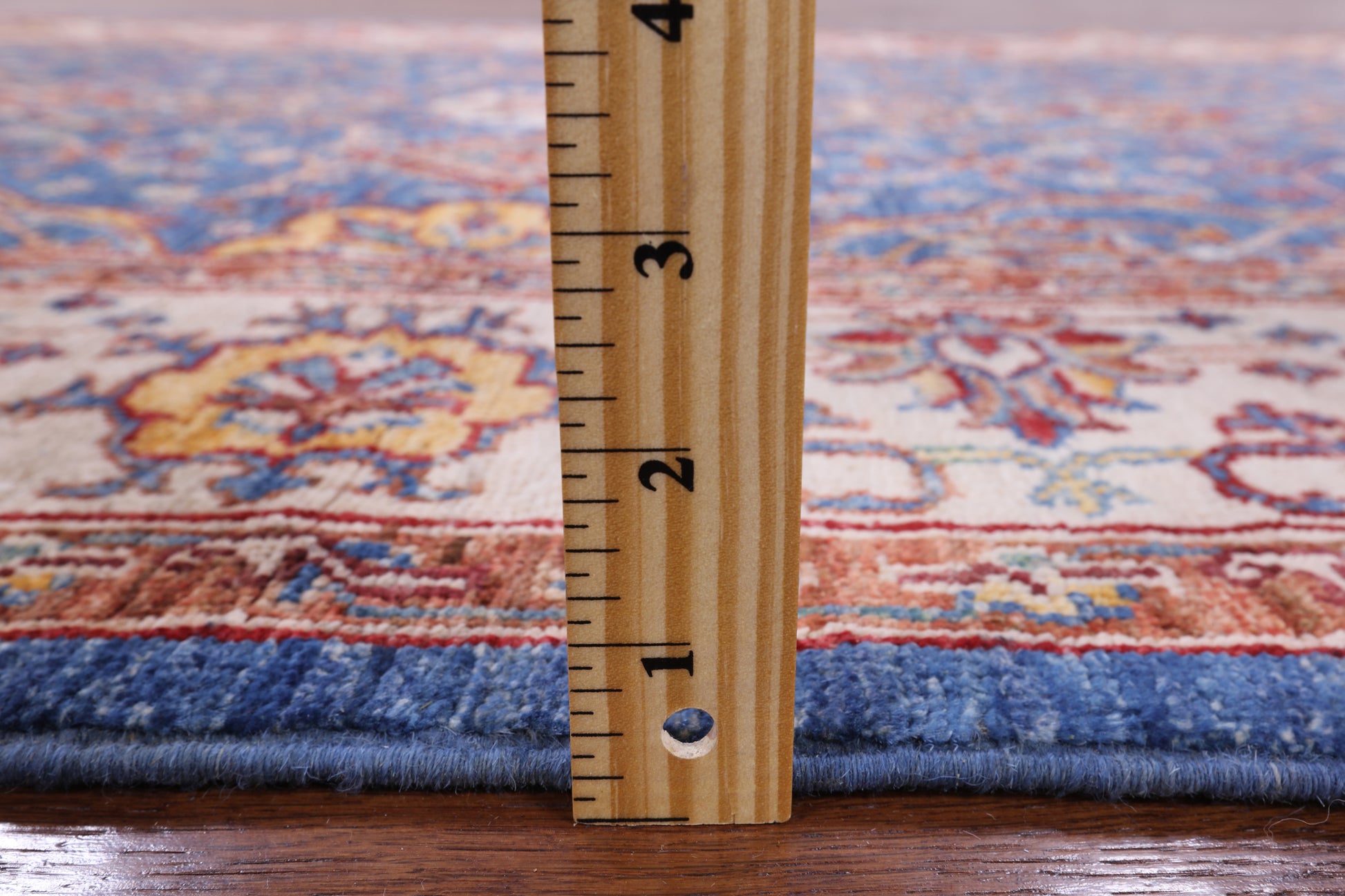 Blue Peshawar Hand Knotted Wool Rug - 4' 4" X 5' 11" - Golden Nile