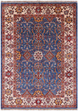 Blue Peshawar Hand Knotted Wool Rug - 4' 4" X 5' 11" - Golden Nile