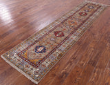 Super Kazak Hand Knotted Wool Runner Rug - 2' 6" X 10' 0" - Golden Nile