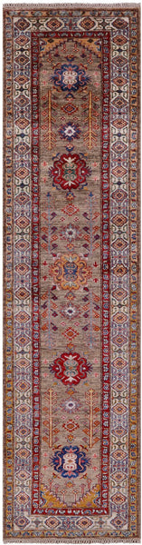 Super Kazak Hand Knotted Wool Runner Rug - 2' 6" X 10' 0" - Golden Nile