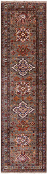 Super Kazak Handmade Wool Runner Rug - 2' 8" X 10' 2" - Golden Nile