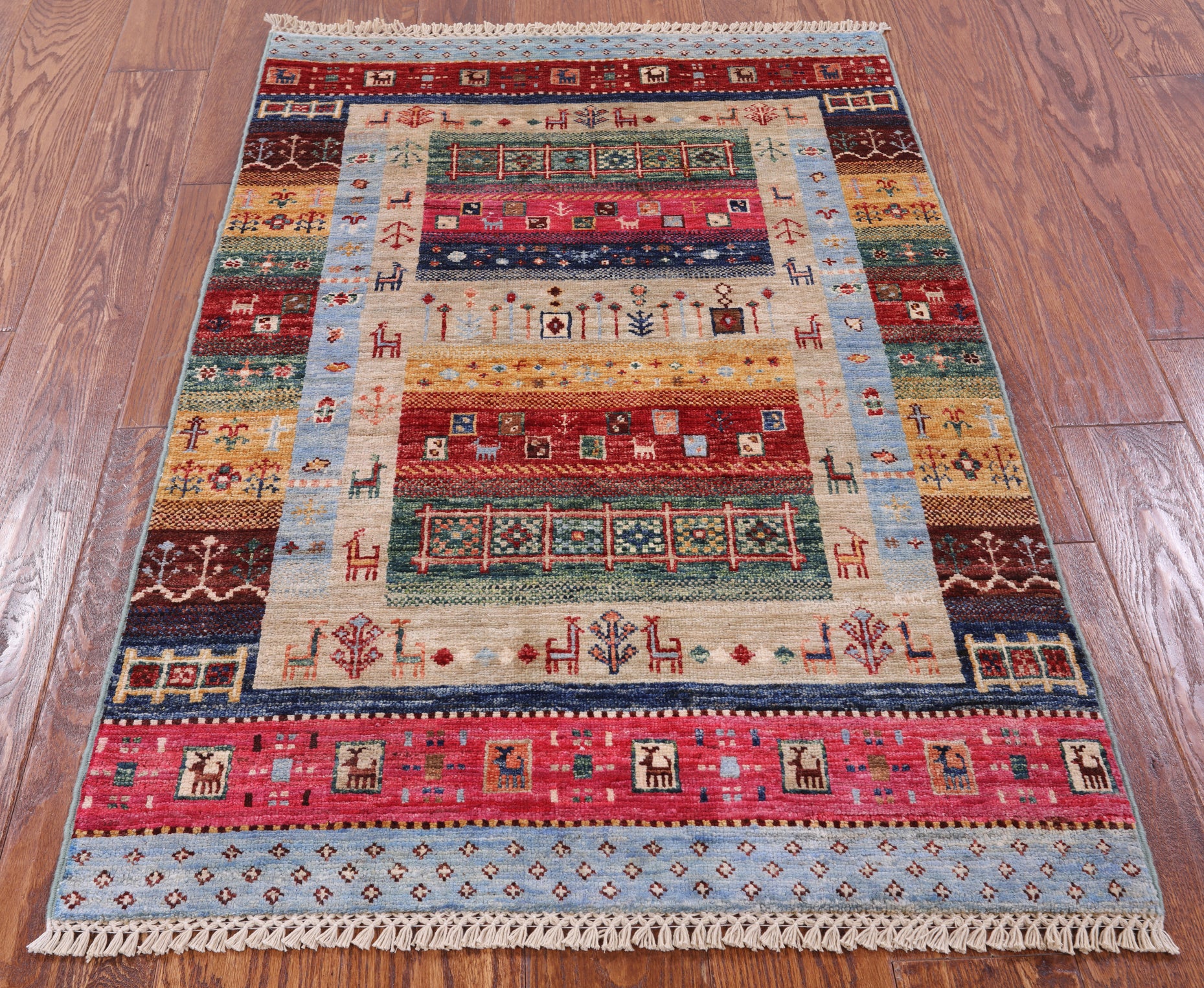 Tribal Persian Gabbeh Handmade Wool Rug - 2' 8" X 4' 0" - Golden Nile