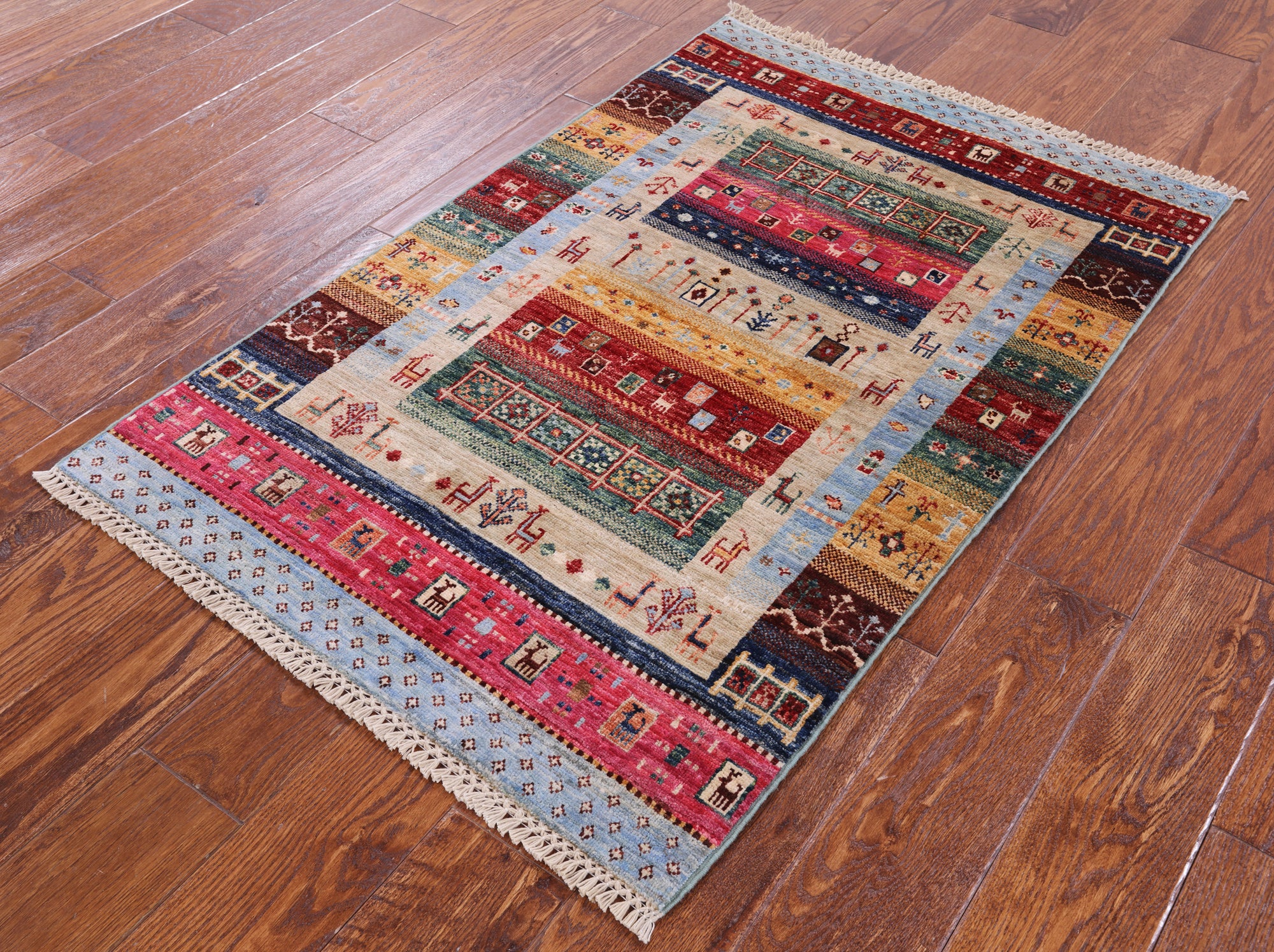 Tribal Persian Gabbeh Handmade Wool Rug - 2' 8" X 4' 0" - Golden Nile