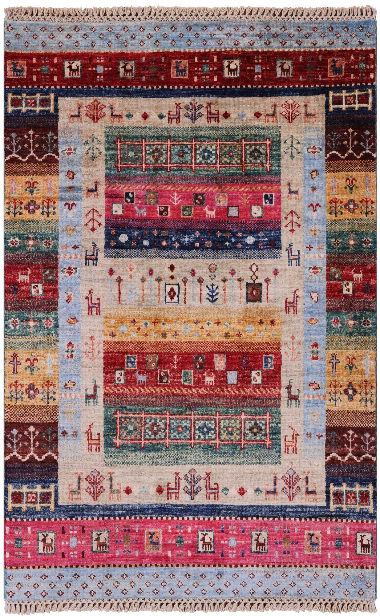 Tribal Persian Gabbeh Handmade Wool Rug - 2' 8" X 4' 0" - Golden Nile