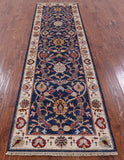 Blue Peshawar Handmade Wool Runner Rug - 2' 9" X 9' 11" - Golden Nile