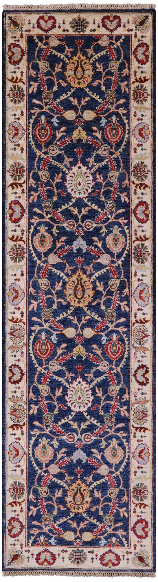 Blue Peshawar Handmade Wool Runner Rug - 2' 9" X 9' 11" - Golden Nile