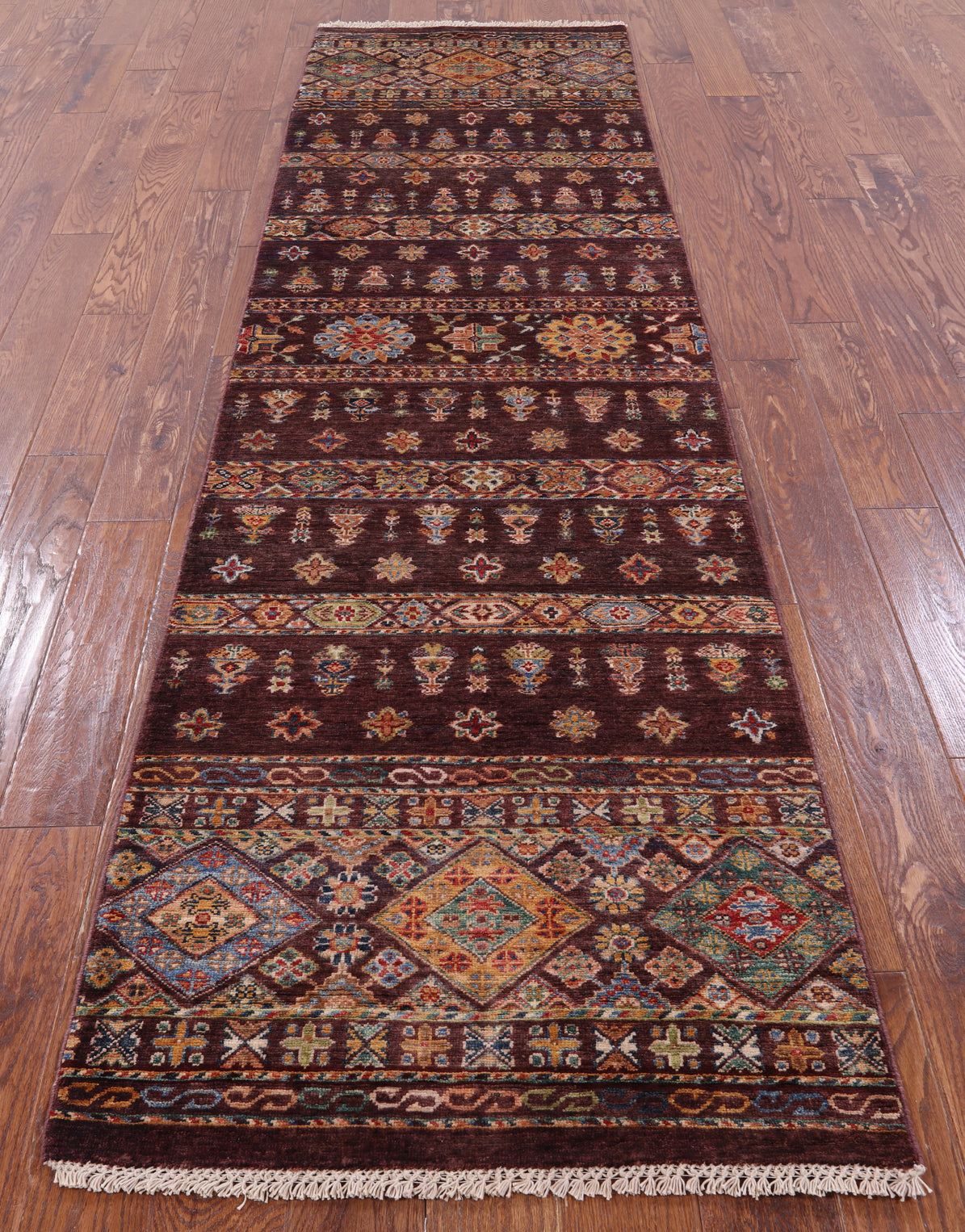 Khorjin Persian Gabbeh Handmade Wool Runner Rug - 2' 9" X 9' 10" - Golden Nile