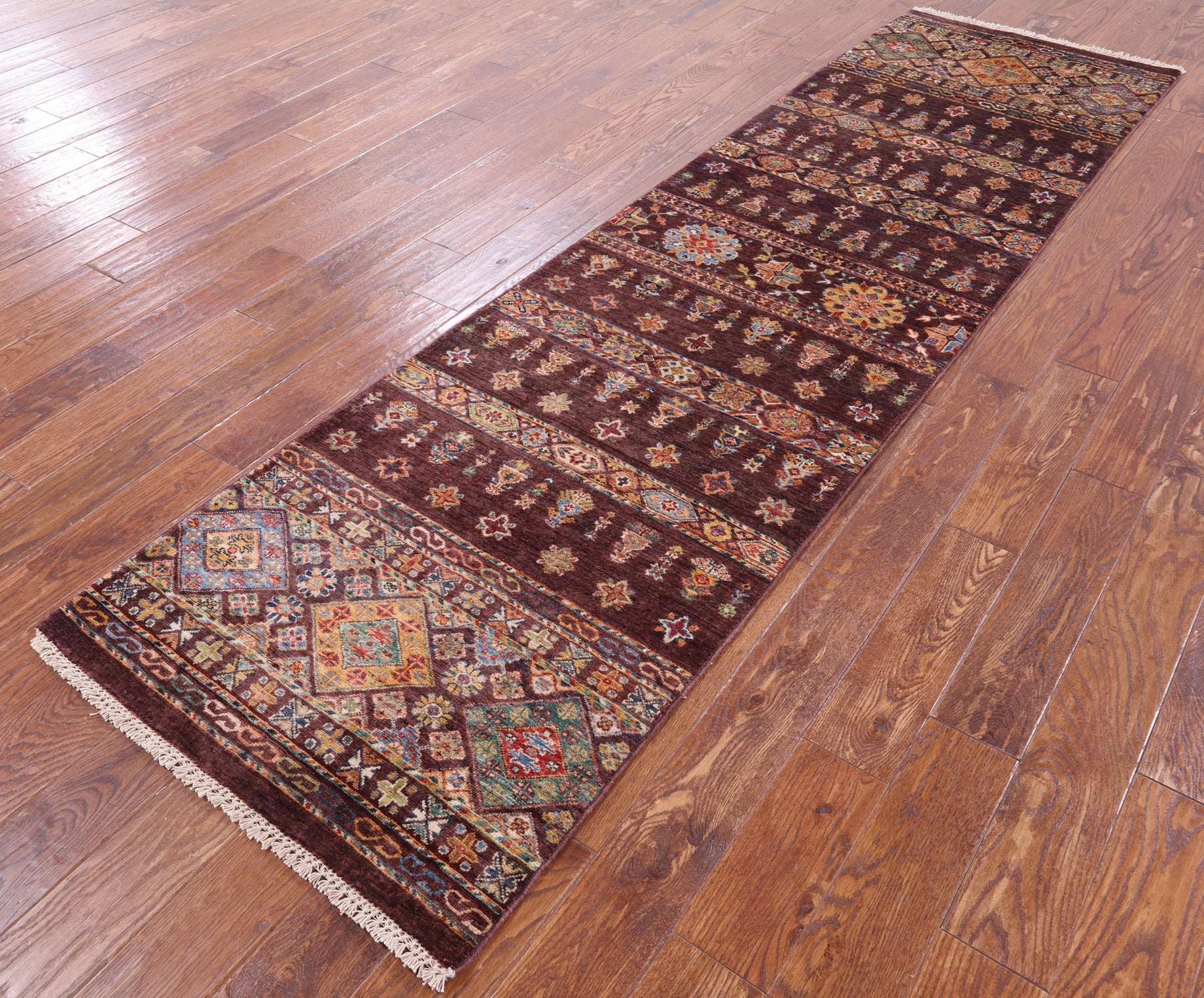 Khorjin Persian Gabbeh Handmade Wool Runner Rug - 2' 9" X 9' 10" - Golden Nile