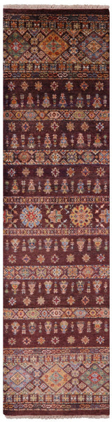 Khorjin Persian Gabbeh Handmade Wool Runner Rug - 2' 9" X 9' 10" - Golden Nile