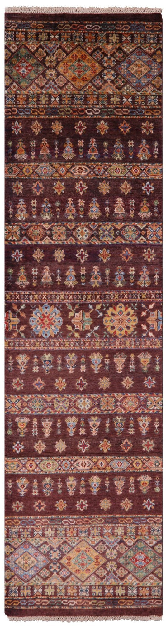 Khorjin Persian Gabbeh Handmade Wool Runner Rug - 2' 9" X 9' 10" - Golden Nile
