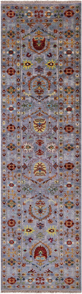 Grey Peshawar Hand Knotted Wool Runner Rug - 2' 9" X 9' 10" - Golden Nile