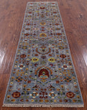 Grey Peshawar Hand Knotted Wool Runner Rug - 2' 9" X 9' 10" - Golden Nile