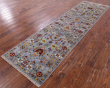 Grey Peshawar Hand Knotted Wool Runner Rug - 2' 9" X 9' 10" - Golden Nile
