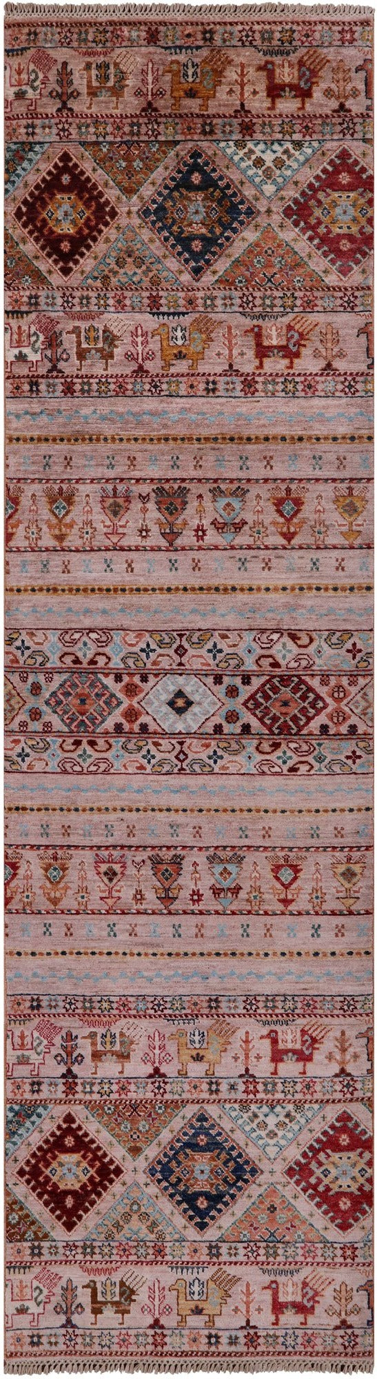 Tribal Persian Gabbeh Hand Knotted Wool Runner Rug - 2' 9" X 9' 10" - Golden Nile