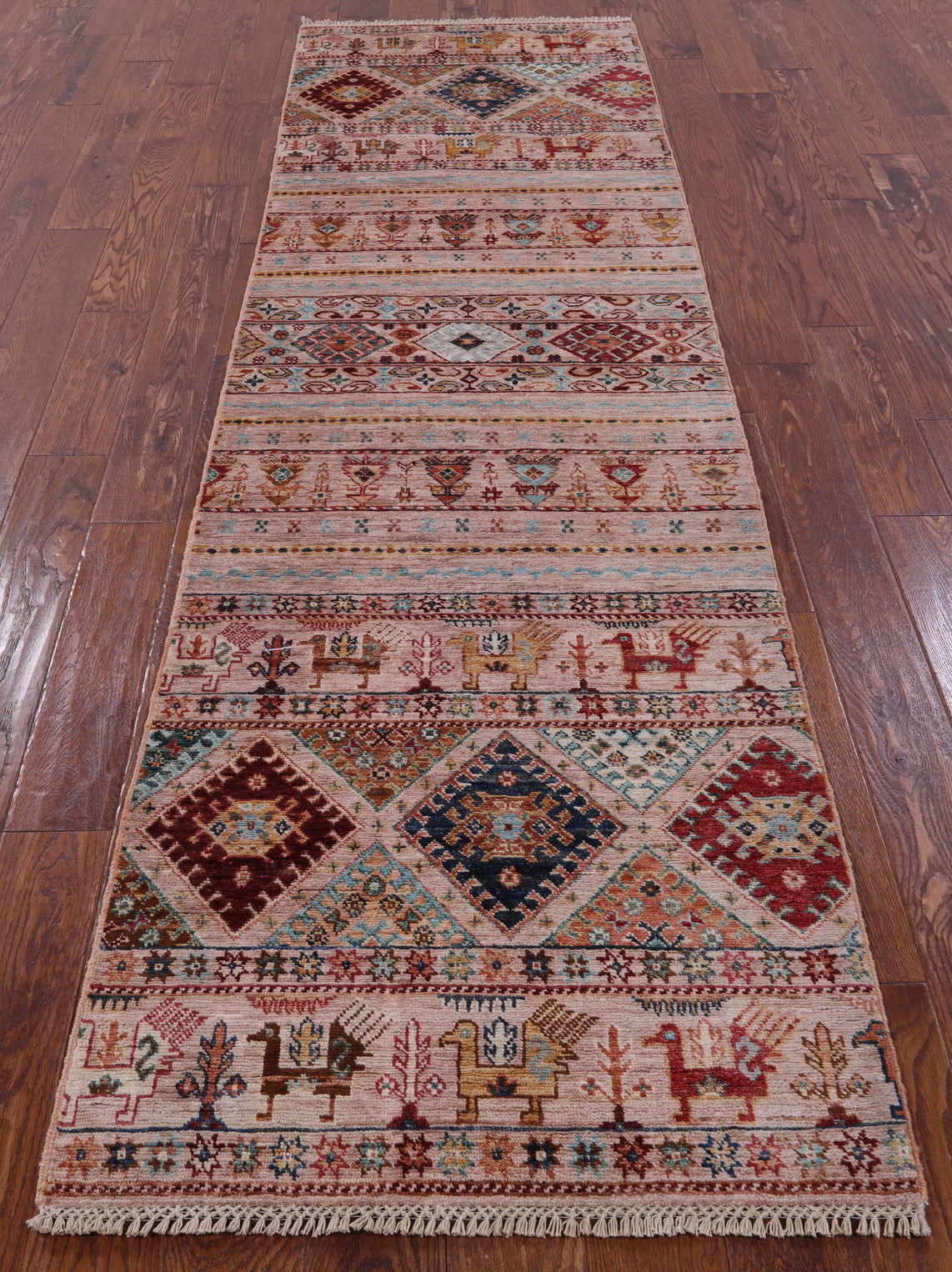 Tribal Persian Gabbeh Hand Knotted Wool Runner Rug - 2' 9" X 9' 10" - Golden Nile