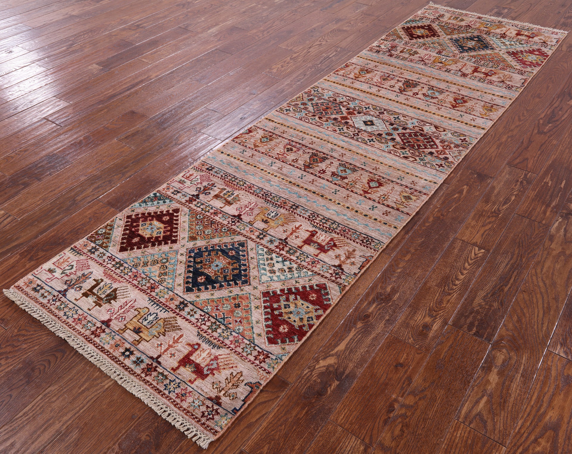 Tribal Persian Gabbeh Hand Knotted Wool Runner Rug - 2' 9" X 9' 10" - Golden Nile