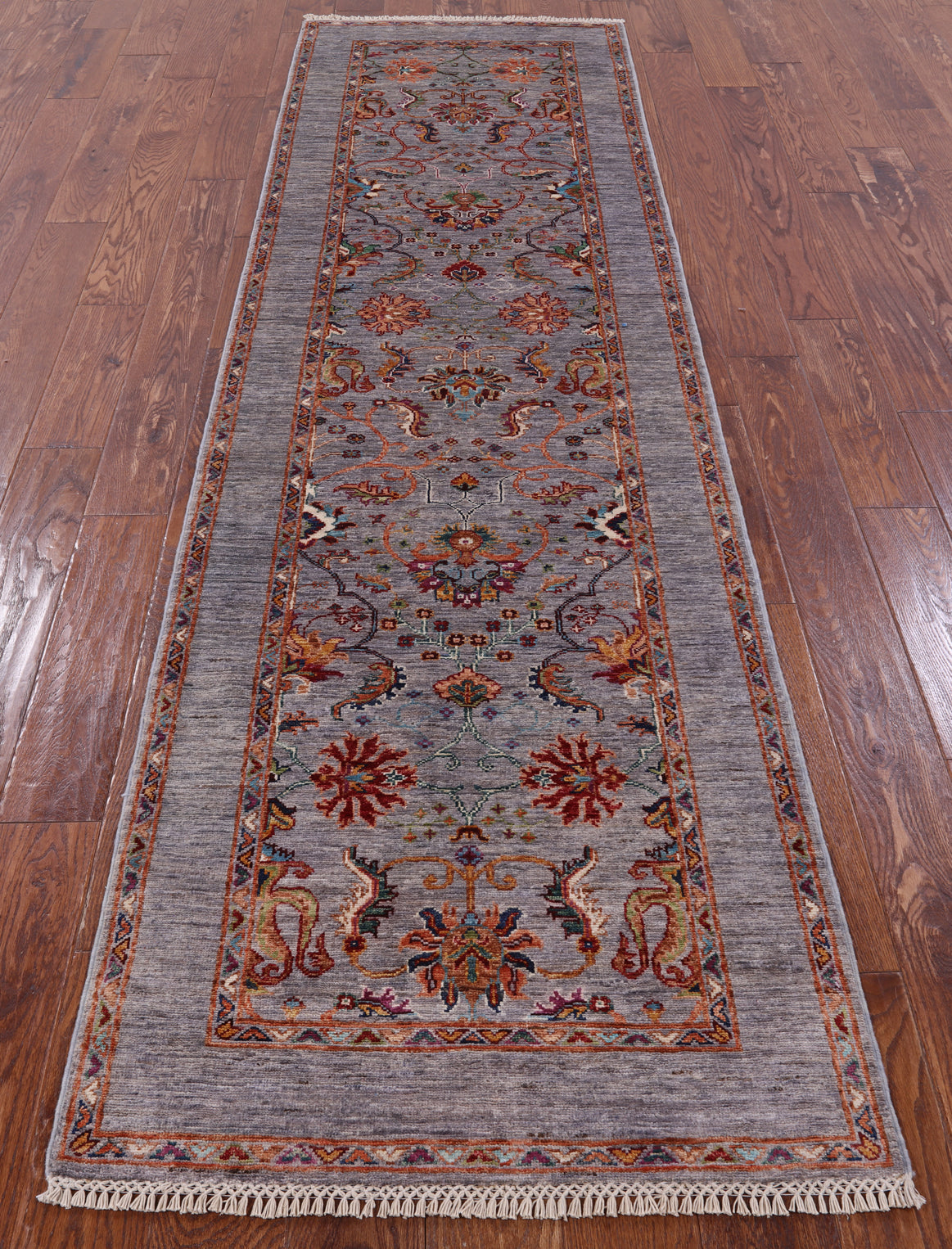 Grey Peshawar Handmade Wool Runner Rug - 2' 8" X 9' 9" - Golden Nile