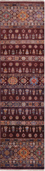 Khorjin Persian Gabbeh Handmade Wool Runner Rug - 2' 8" X 10' 0" - Golden Nile