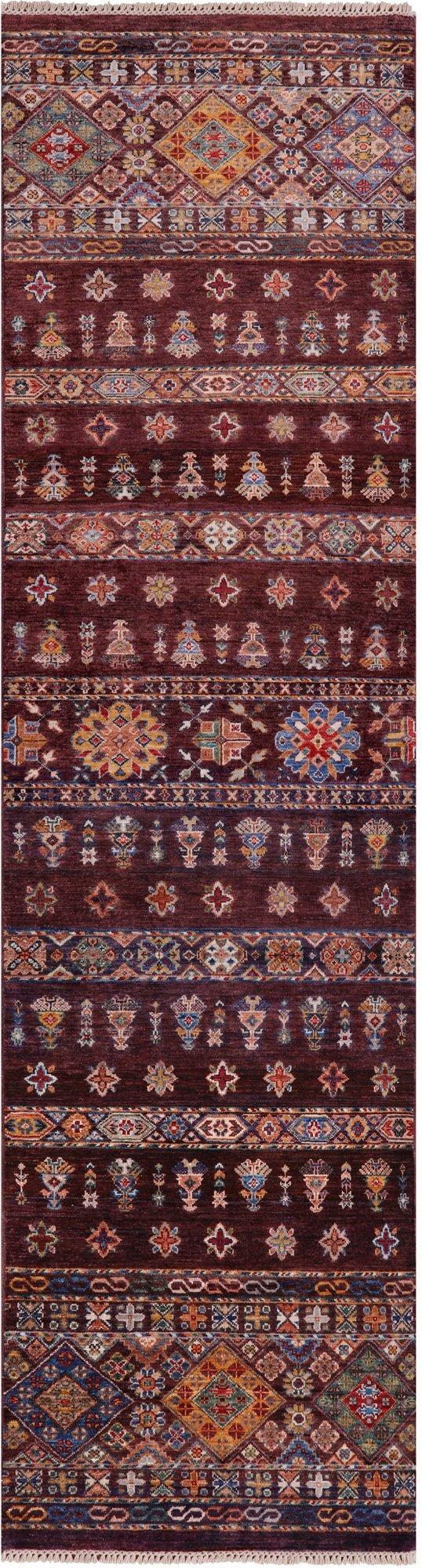 Khorjin Persian Gabbeh Handmade Wool Runner Rug - 2' 8" X 10' 0" - Golden Nile