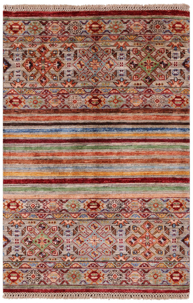 Khorjin Persian Gabbeh Hand Knotted Wool Rug - 2' 8" X 4' 1" - Golden Nile