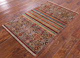 Khorjin Persian Gabbeh Hand Knotted Wool Rug - 2' 8" X 4' 1" - Golden Nile