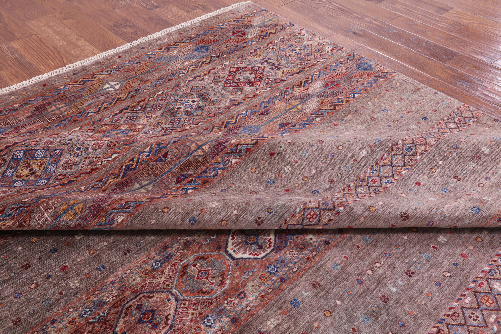 Khorjin Persian Gabbeh Hand Knotted Wool Rug - 9' 0" X 12' 0" - Golden Nile