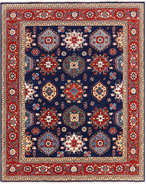 Blue Persian Fine Serapi Handmade Wool Rug - 8' 0" X 9' 10" - Golden Nile