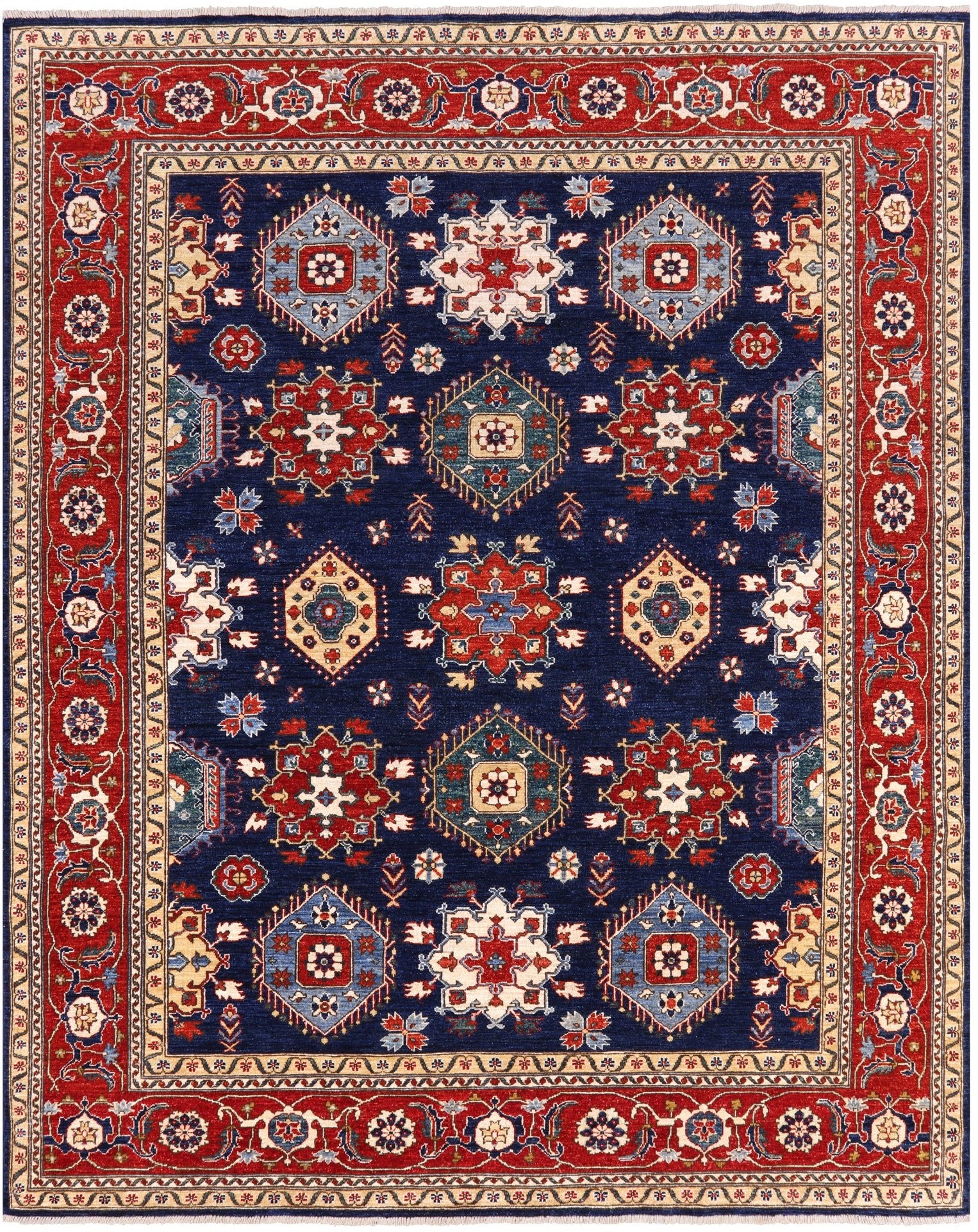 Blue Persian Fine Serapi Handmade Wool Rug - 8' 0" X 9' 10" - Golden Nile
