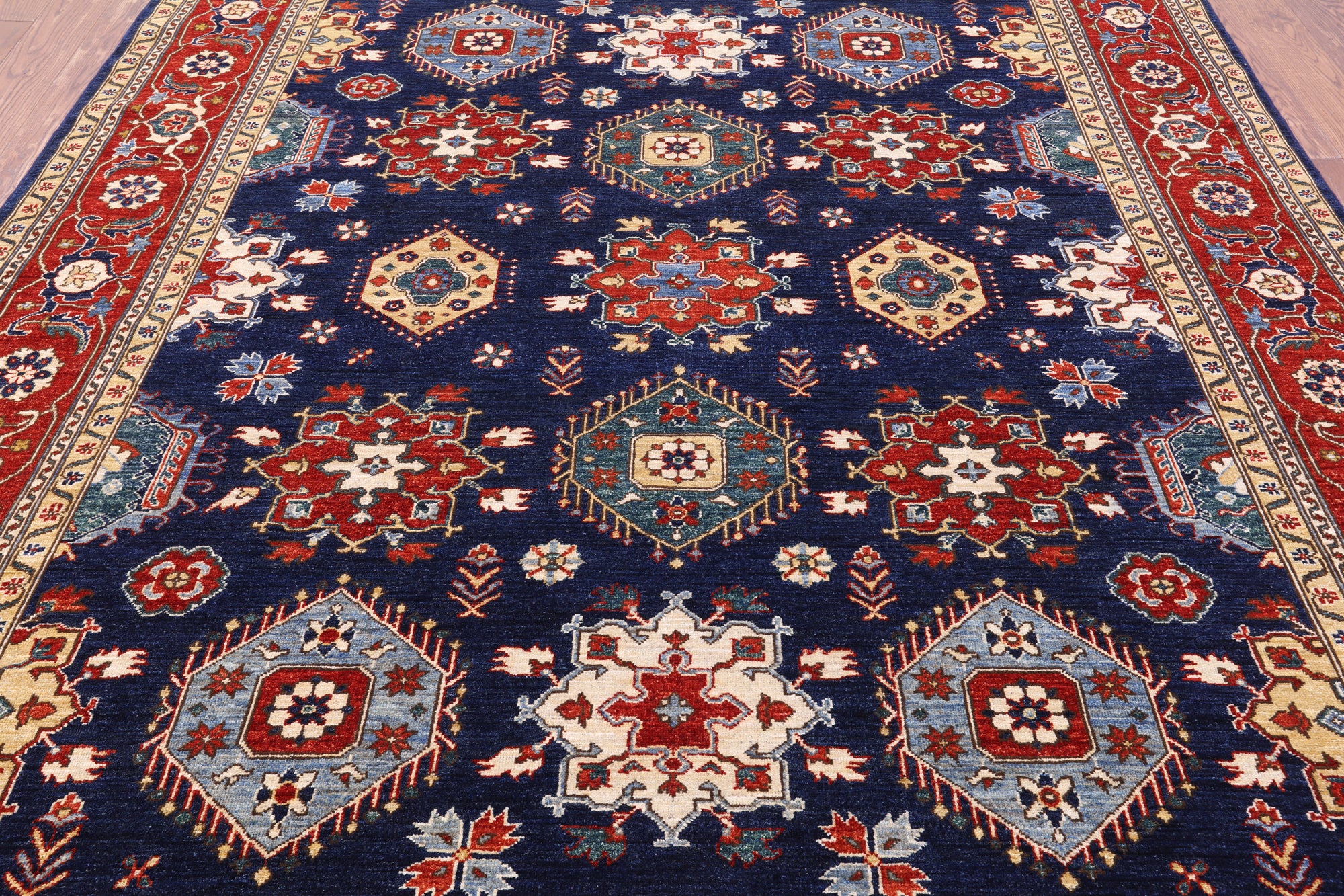 Blue Persian Fine Serapi Handmade Wool Rug - 8' 0" X 9' 10" - Golden Nile