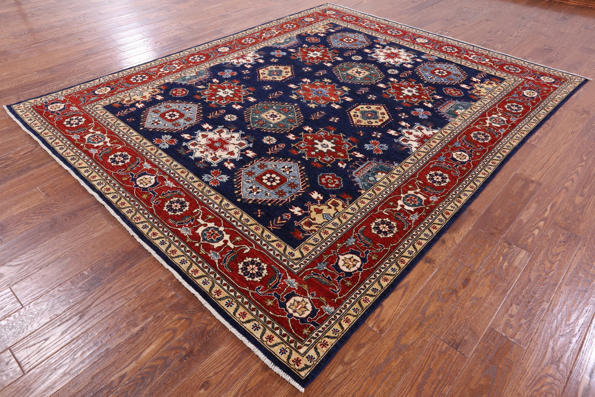 Blue Persian Fine Serapi Handmade Wool Rug - 8' 0" X 9' 10" - Golden Nile