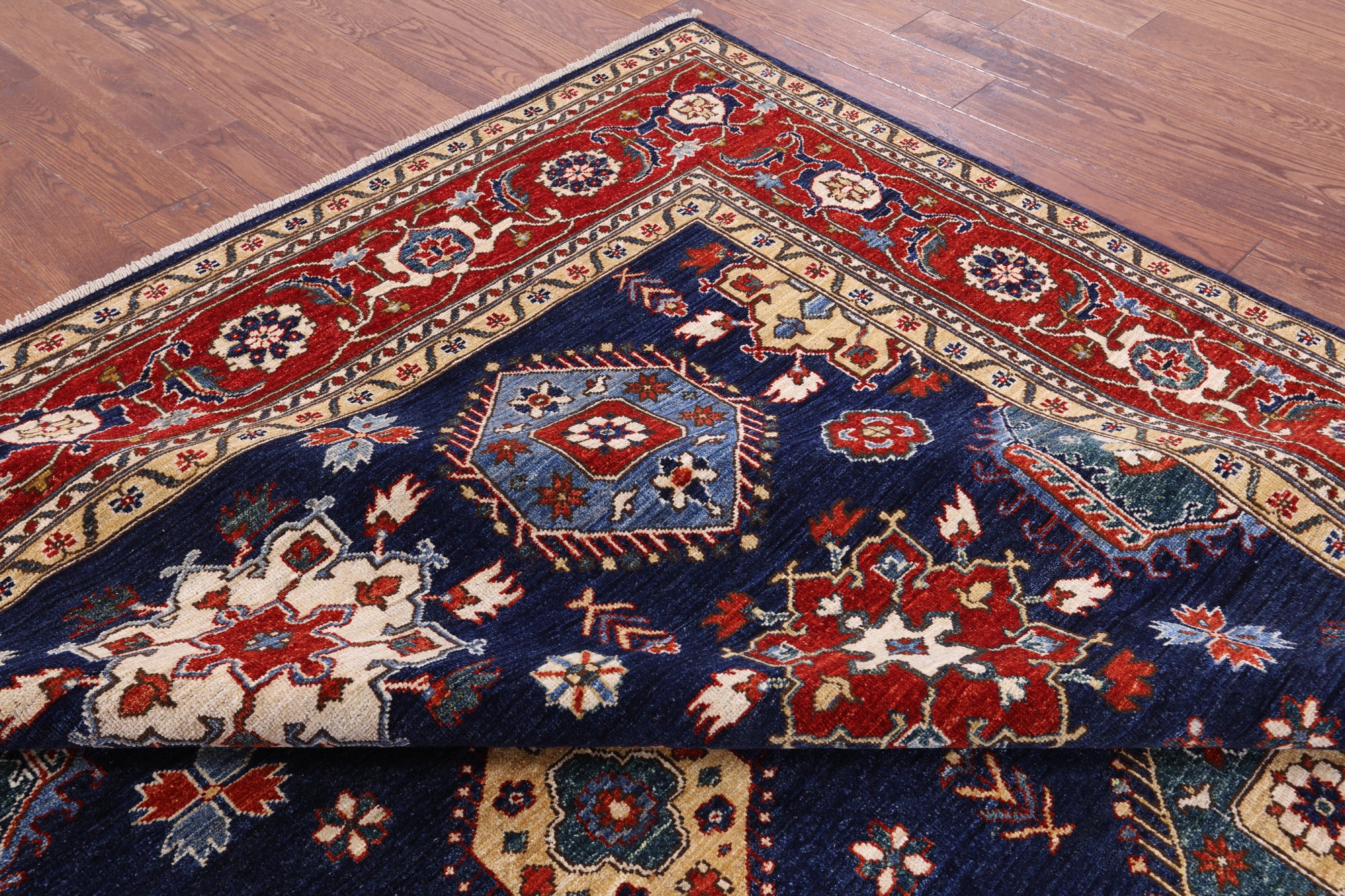 Blue Persian Fine Serapi Handmade Wool Rug - 8' 0" X 9' 10" - Golden Nile