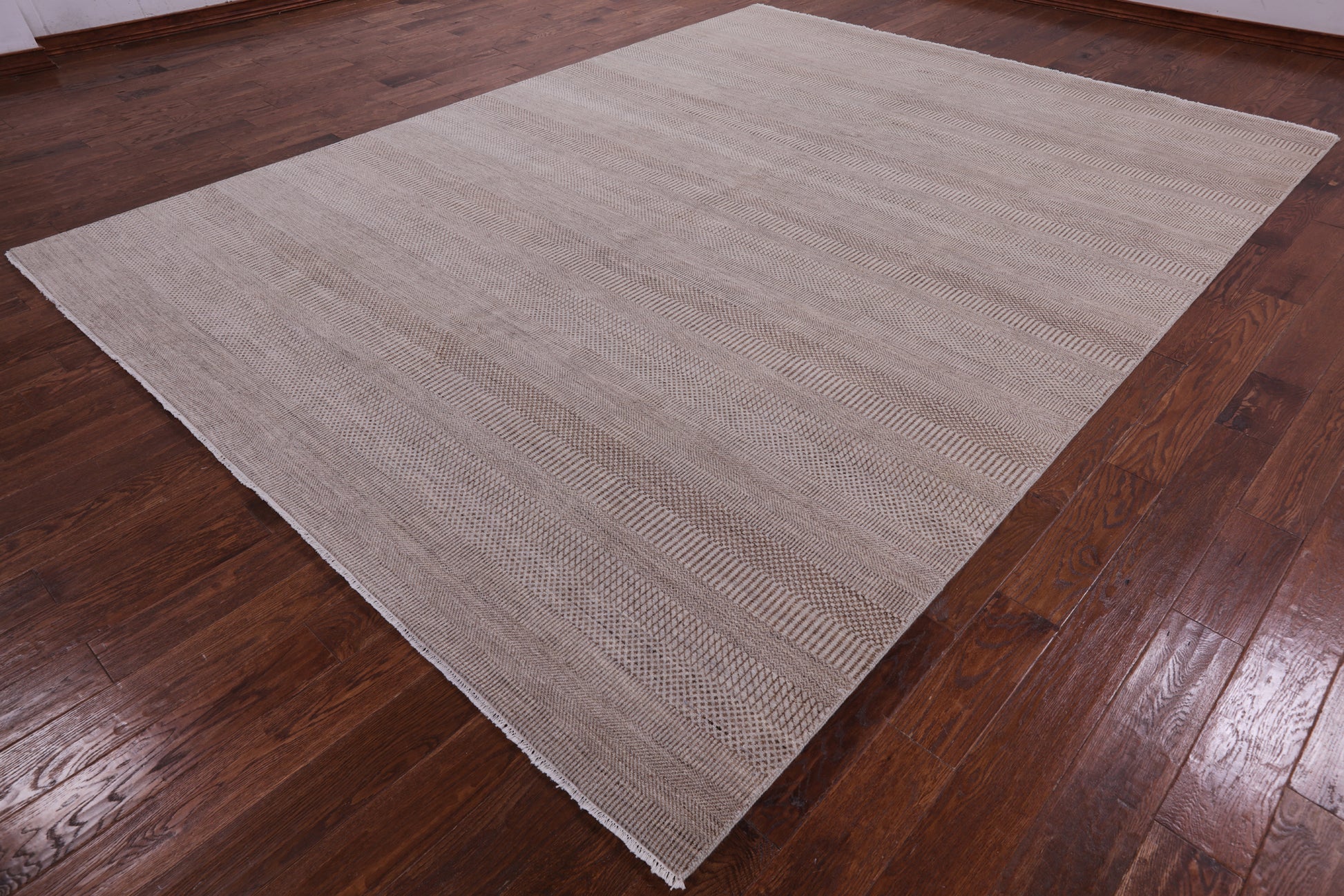 Grey Savannah Grass Hand Knotted Wool & Silk Rug - 9' 1" X 11' 10" - Golden Nile