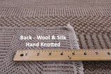Grey Savannah Grass Hand Knotted Wool & Silk Rug - 9' 1" X 11' 10" - Golden Nile