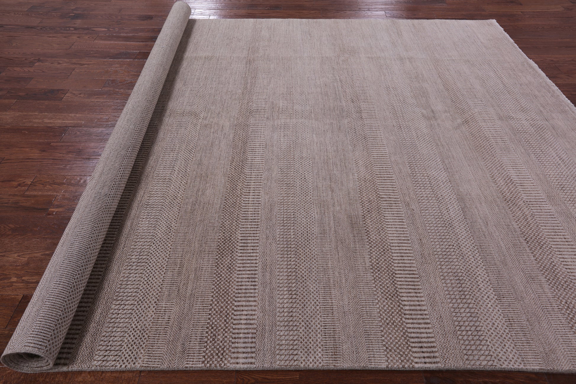 Grey Savannah Grass Hand Knotted Wool & Silk Rug - 9' 1" X 11' 10" - Golden Nile