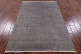 Grey Full Pile Overdyed Hand Knotted Wool Rug - 4' 2" X 6' 3" - Golden Nile