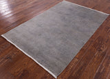 Grey Full Pile Overdyed Hand Knotted Wool Rug - 4' 2" X 6' 3" - Golden Nile