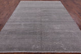 Grey Savannah Grass Handmade Wool & Silk Rug - 8' 1" X 9' 10" - Golden Nile