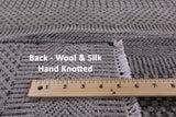 Grey Savannah Grass Handmade Wool & Silk Rug - 8' 1" X 9' 10" - Golden Nile