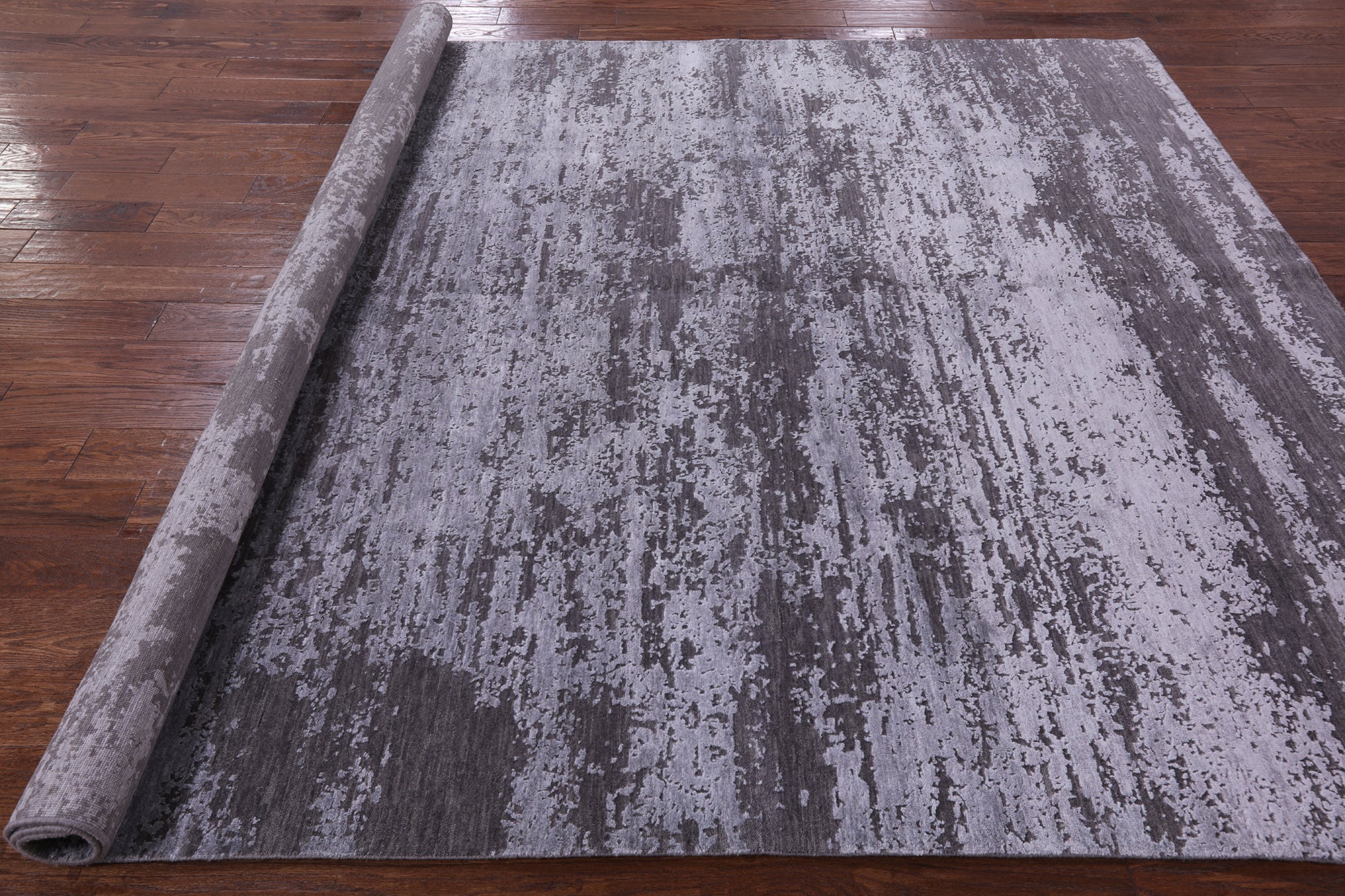 Abstract Contemporary Handmade Wool & Silk Rug - 8' 2" X 9' 10" - Golden Nile
