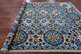 Ivory William Morris Hand Knotted Wool Rug - 8' 9" X 11' 8" - Golden Nile