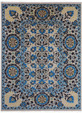 Ivory William Morris Hand Knotted Wool Rug - 8' 9" X 11' 8" - Golden Nile
