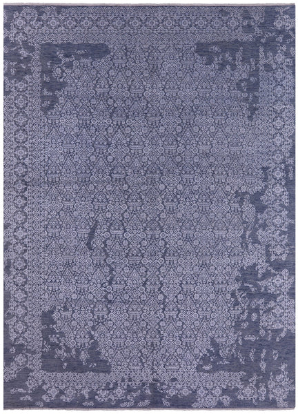 Modern Hand Knotted Wool & Silk Rug - 9' 1" X 12' 2" - Golden Nile