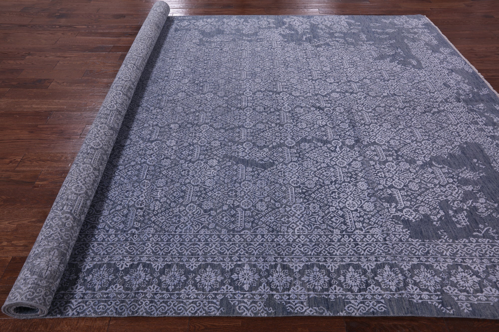 Modern Hand Knotted Wool & Silk Rug - 9' 1" X 12' 2" - Golden Nile