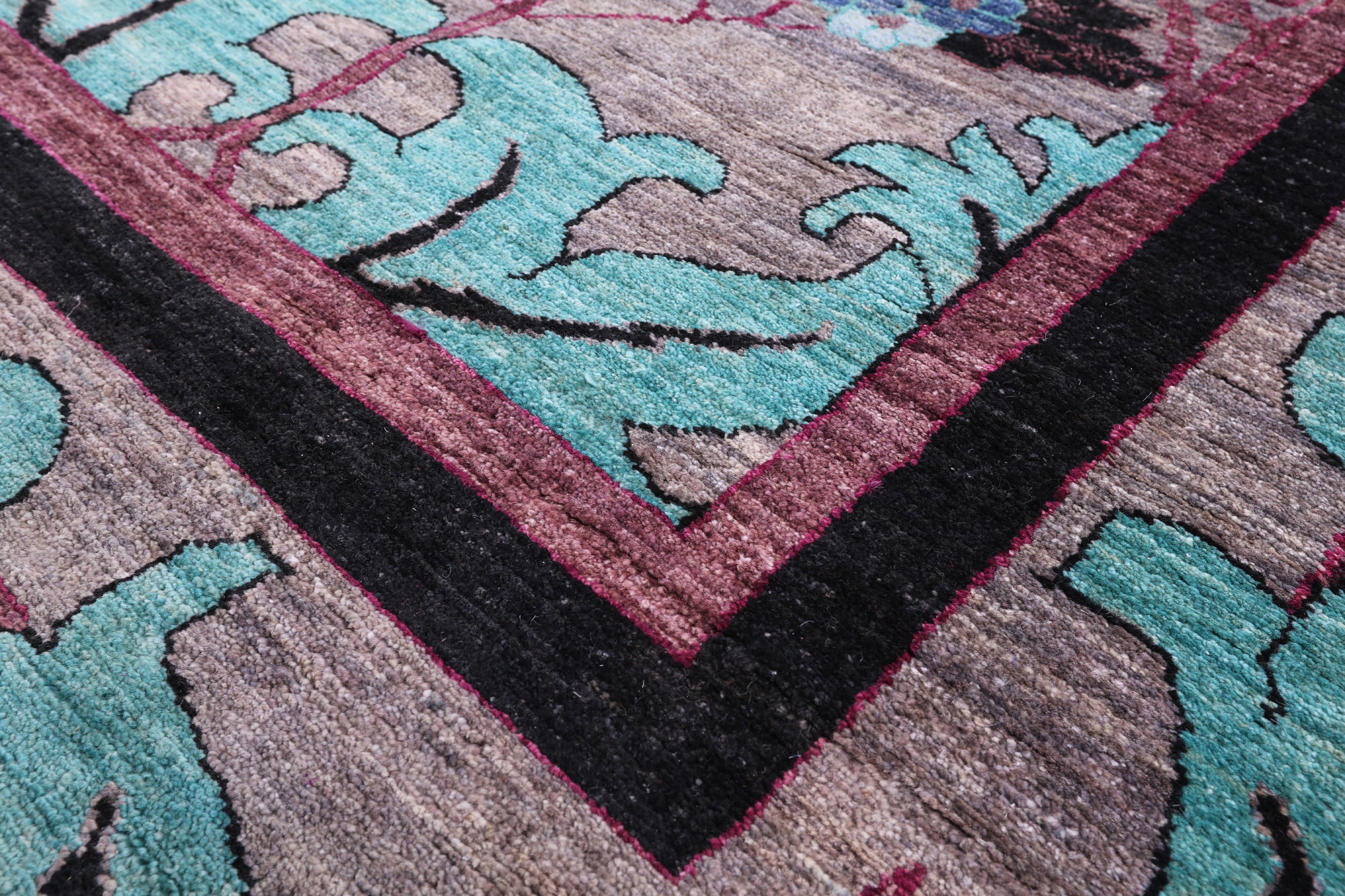 Grey William Morris Hand Knotted Wool Rug - 11' 9" X 18' 2" - Golden Nile