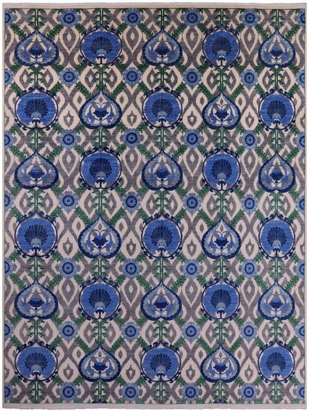 Ivory William Morris Handmade Wool Rug - 12' 1" X 15' 10" - Golden Nile