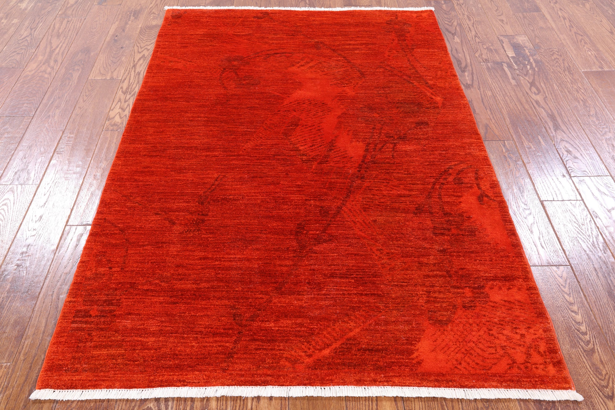 Full Pile Overdyed Hand Knotted Wool Rug - 4' 1" X 5' 10" - Golden Nile