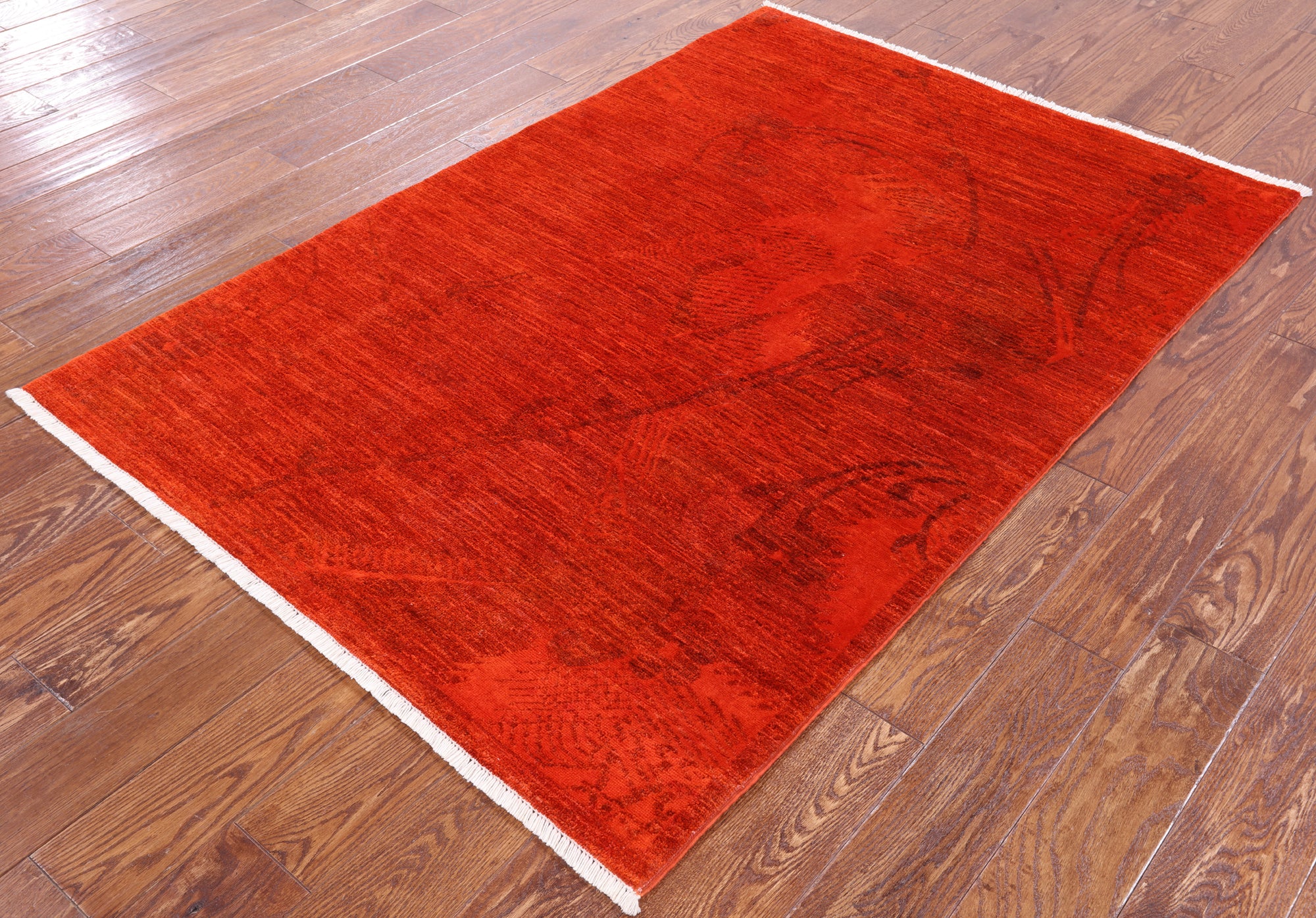 Full Pile Overdyed Hand Knotted Wool Rug - 4' 1" X 5' 10" - Golden Nile