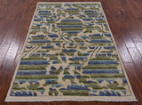 Ivory William Morris Rose Garden Hand Knotted Wool Rug - 4' 1" X 6' 3" - Golden Nile
