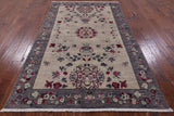 Ivory William Morris Hand Knotted Wool Rug - 5' 0" X 7' 6" - Golden Nile