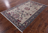 Ivory William Morris Hand Knotted Wool Rug - 5' 0" X 7' 6" - Golden Nile